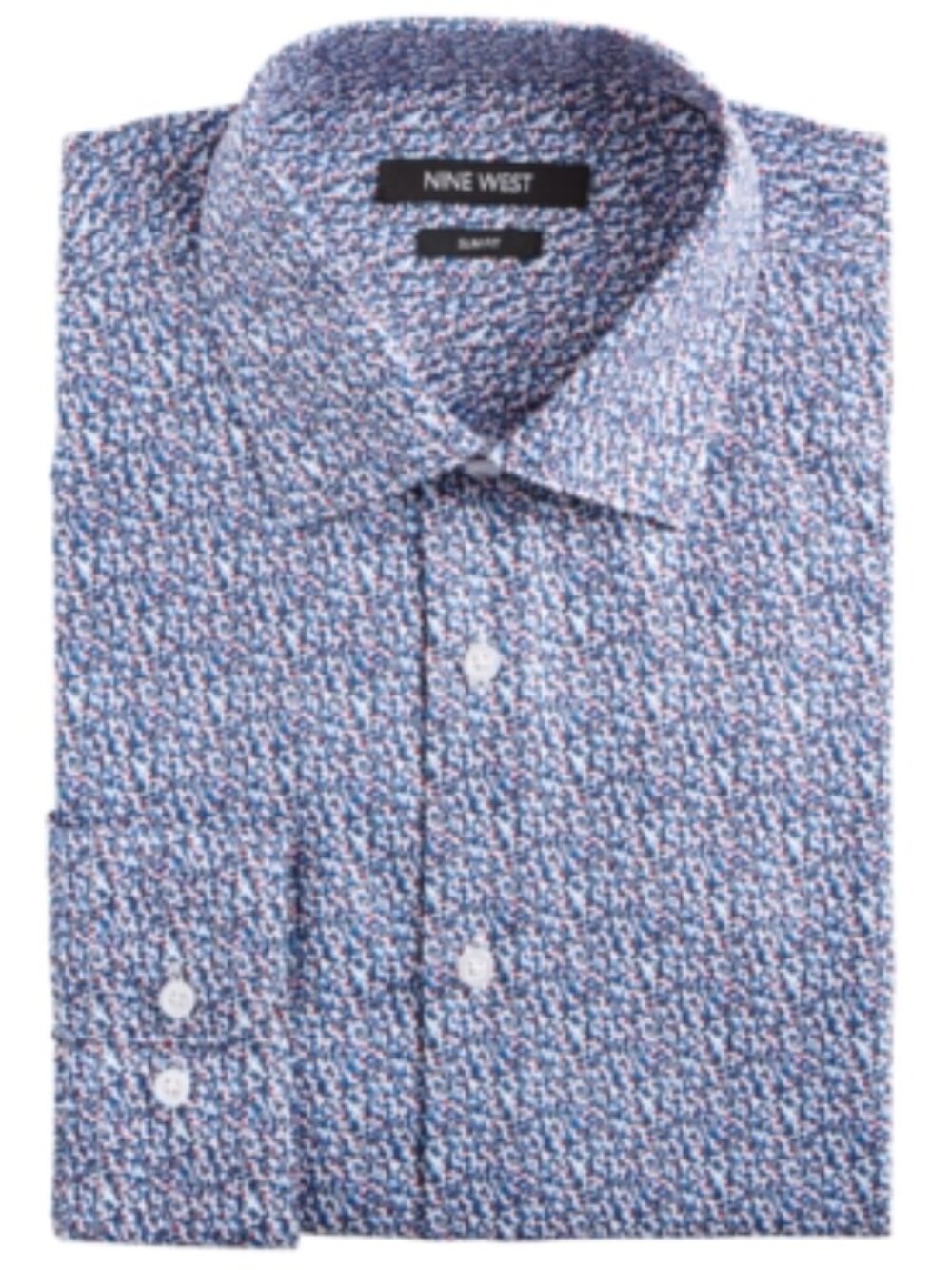 Nine West Men's Slim-Fit Wrinkle-Free Performance Stretch Blue & Red Floral Prin